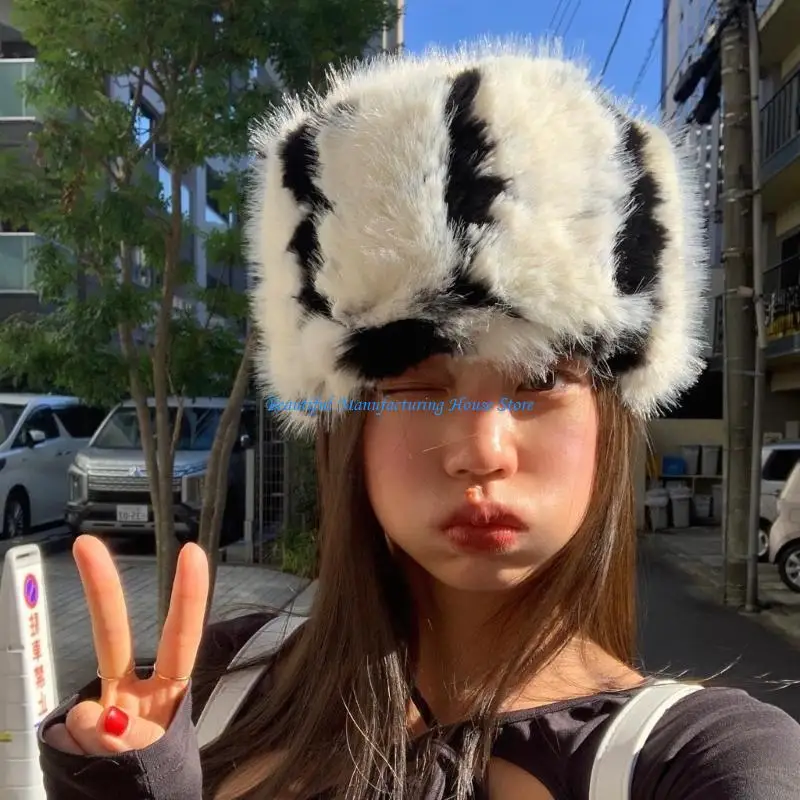 E56A أفخم قبعة بحافة للمرأة المراهقين في الهواء الطلق طوي تخفيف يندبروف المنغولية قبعة النمط الروسي الشتاء إبقاء قبعة تدفئة