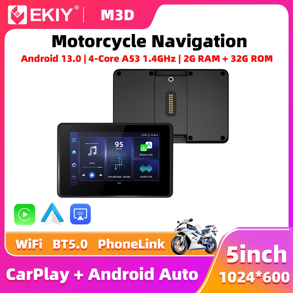 

EKIY 5.0" For BMW R1200GS R1250GS Android 13.0 2GB+32GB Wireless CarPlay Moto Android Auto GPS Motorcycle Navigation Dashboard
