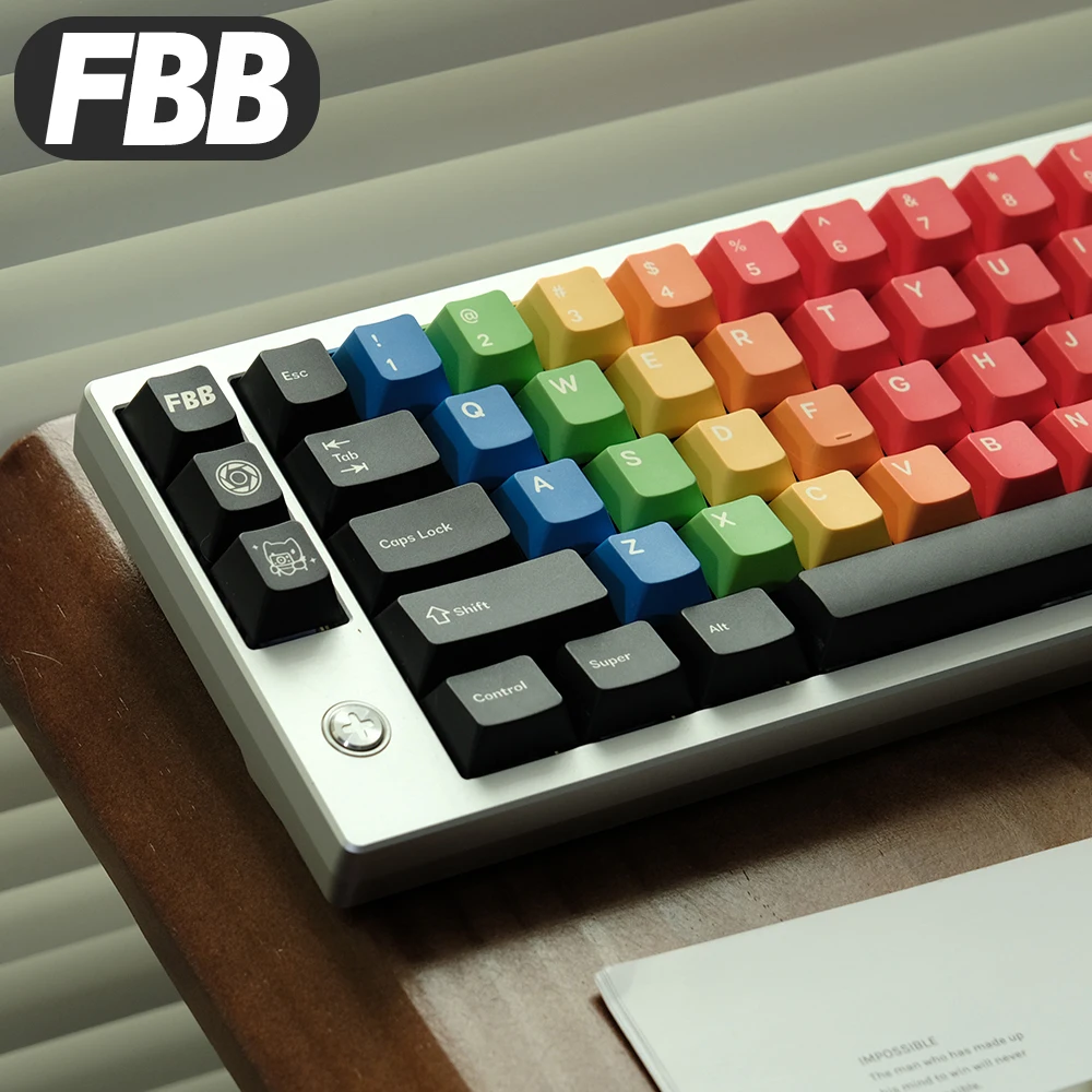FBB Keycaps Click Colorful Rainbow PBT Dye Keycap Set For Mechanical Keyboards Key Caps One Step DIY Computer Accessories 1.7mm