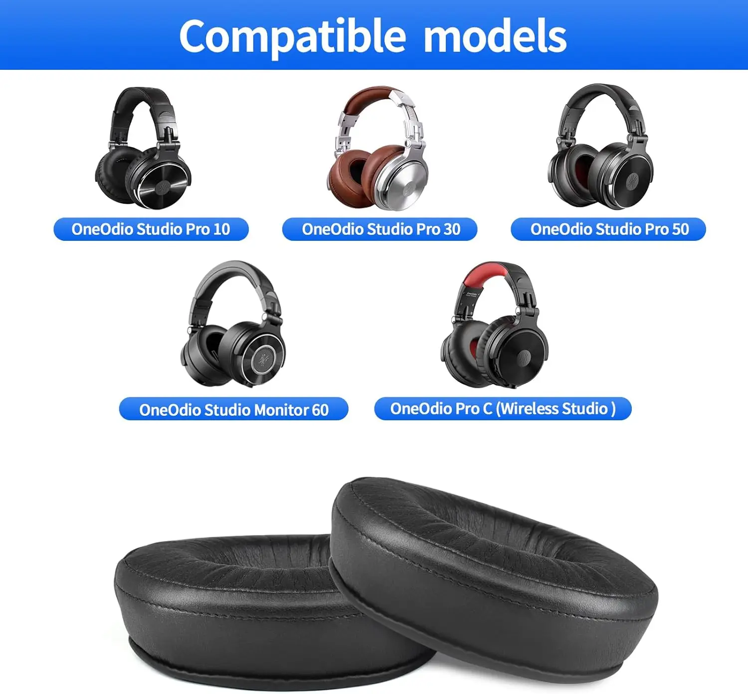 وسائد أذن بديلة من V-MOTA لهاتف OneOdio Studio Pro 10 30 50 DJ، وسائد أذن لشاشة 60 Pro C (أسود)