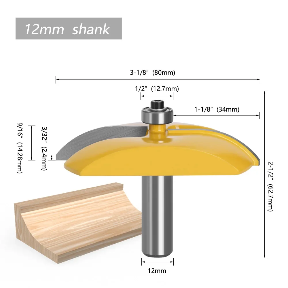1PC 1/2 "12.7MM 12MM Gambo Fresa Intaglio del Legno Pannello Sollevato Router Bit Cove Porta Lavorazione Del Legno Taglio Tenone per Strumento di Legno