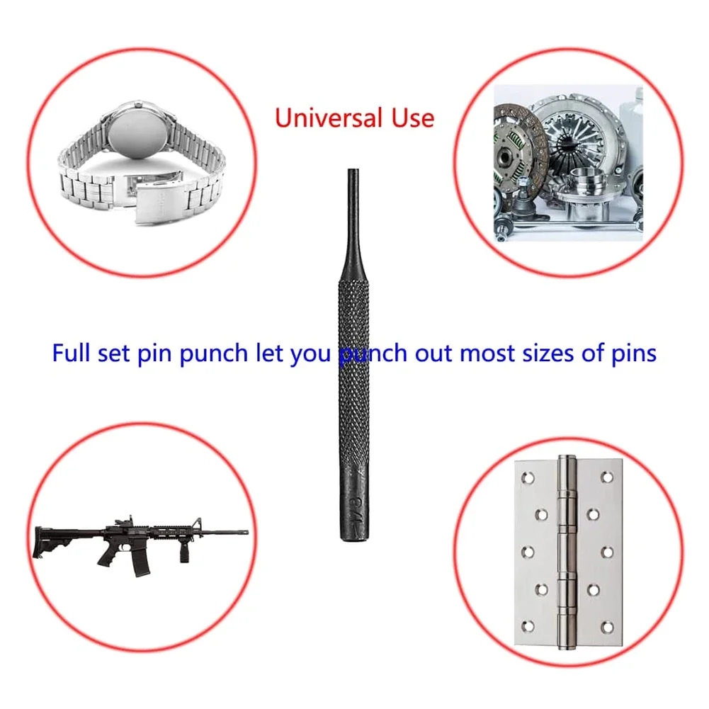 8 Pieces Professional Roll Pin Punch Set Punch Tool Soild End for Woodwork/Machinery/Gunsmith/Repairs and Crafts