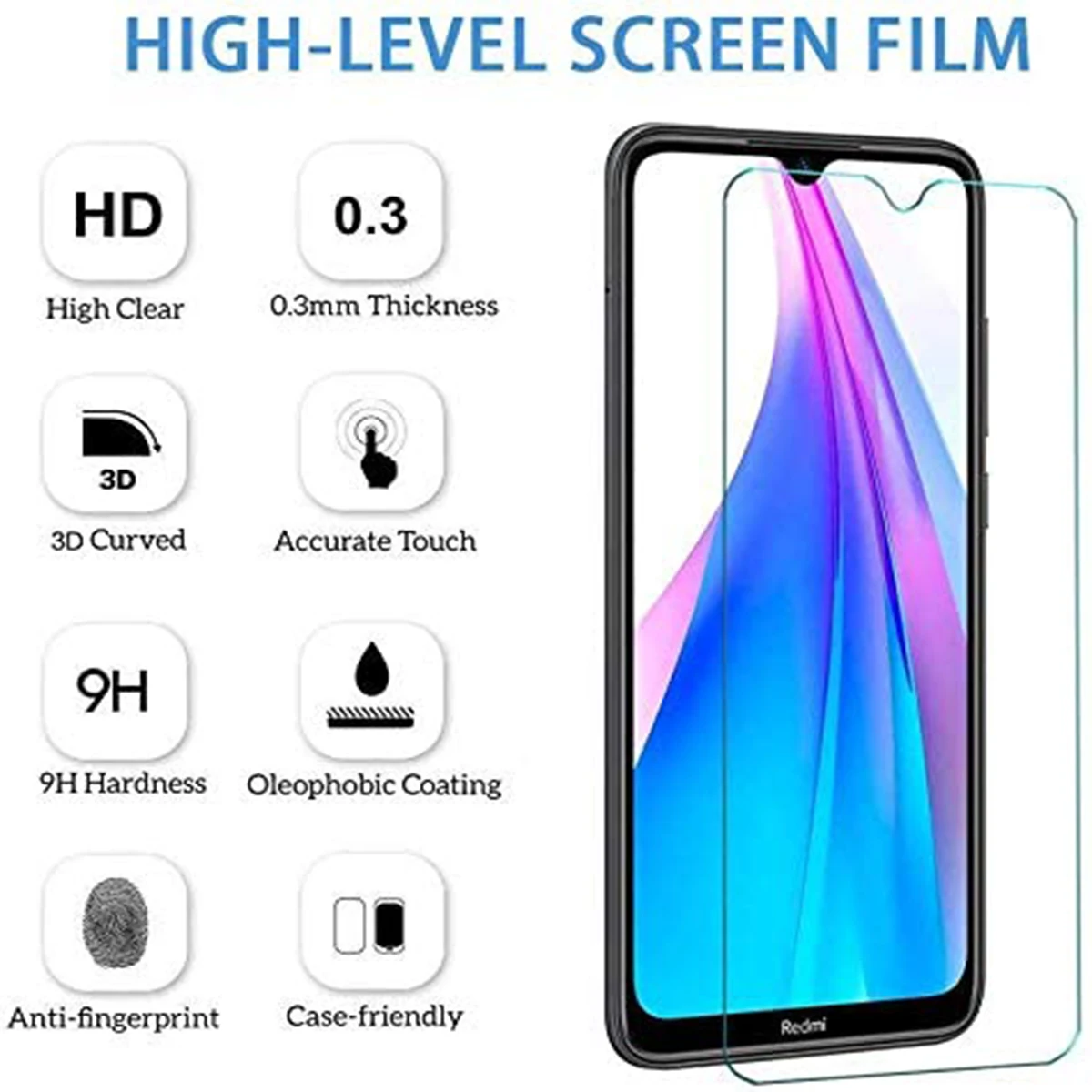 Voor Xiaomi Redmi Note 8 Pro, Screenprotector 2/4 Stuks Hd Gehard Glas 9H