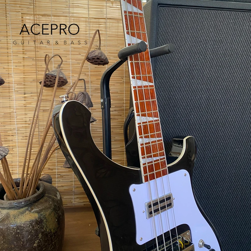 Neck Thru Body Electric Bass Guitar, Adjustable Bridge 4 String  Black Color bajo eléctrico, Rosewood Fingerboard