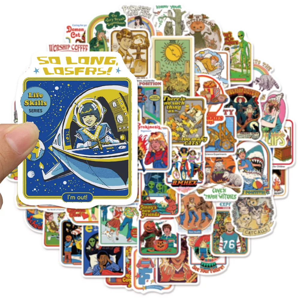 50PCS Creative Humorous Retro Decorative Characters Cartoon Creative Graffiti Stickers DIY Luggage Notebook Tablet Stickers