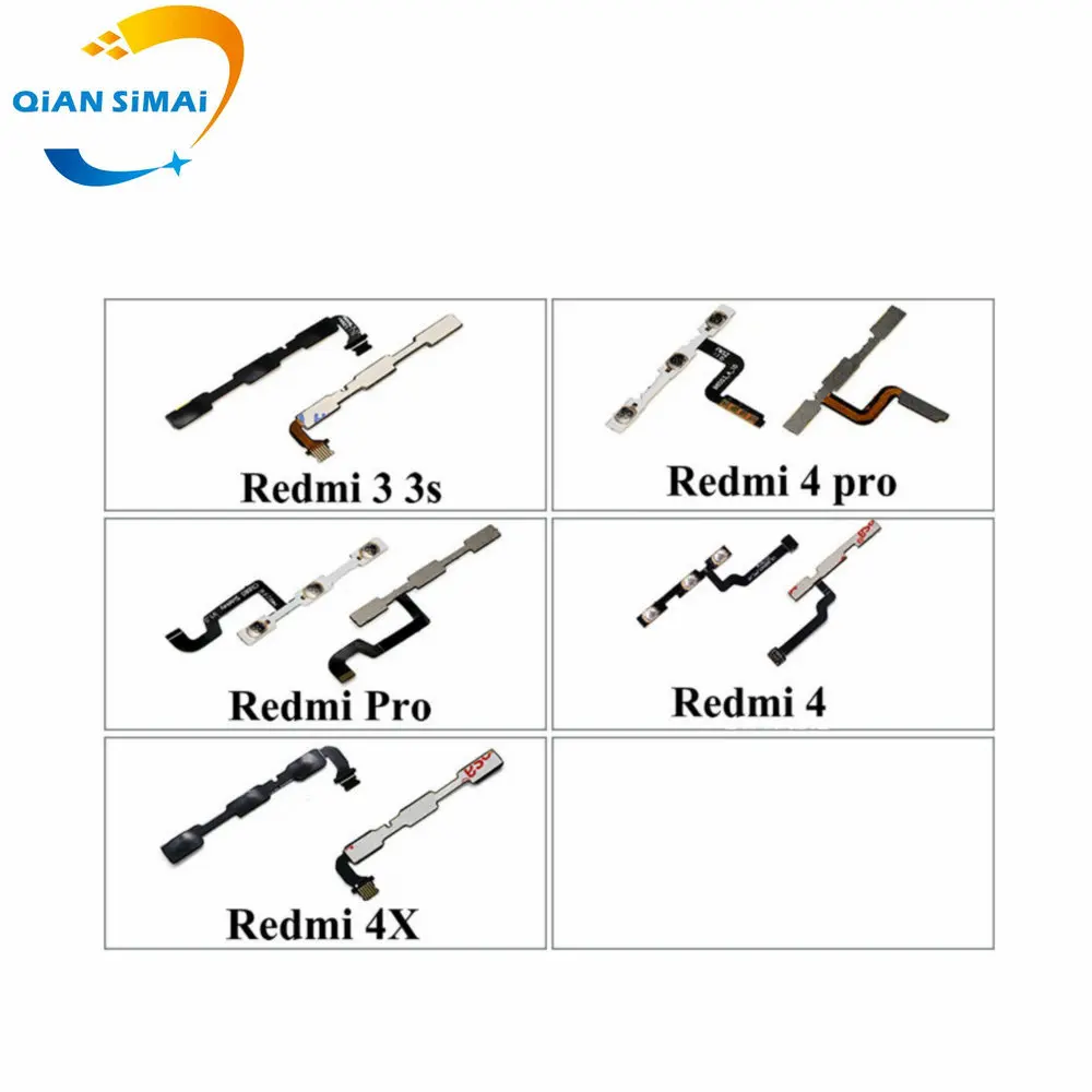 1PCS New Volume & power on/off Button flex cable For Xiaomi Redmi 3 3S 4 4Pro 4X 4A Phone