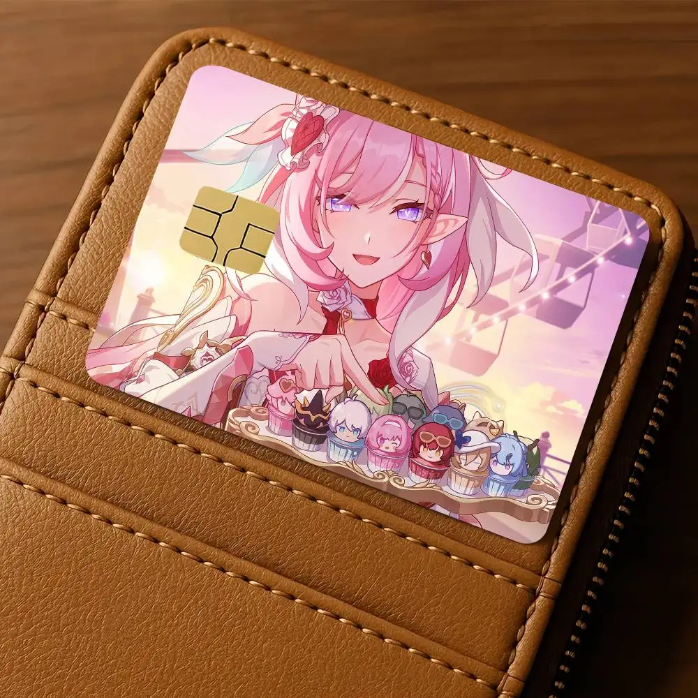 Elysia Honkai Impact 3 Card Stickers Waterproof Film Skin Cover 4PCS Credit Debit Front Decoration Bank Subway Pass 3d Sticker