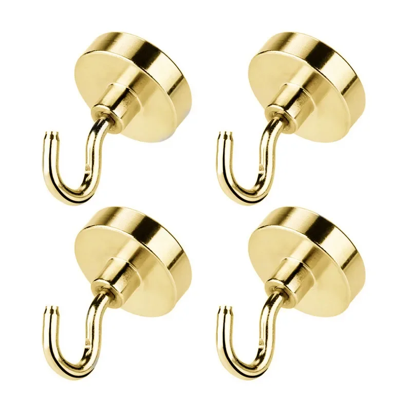 

Strong Magnetic Hook Golden Hook Hold Up To 13kg 6Pounds Diameter 20mm Neodymium Magnets Hook Home Kitchen Workplace etc