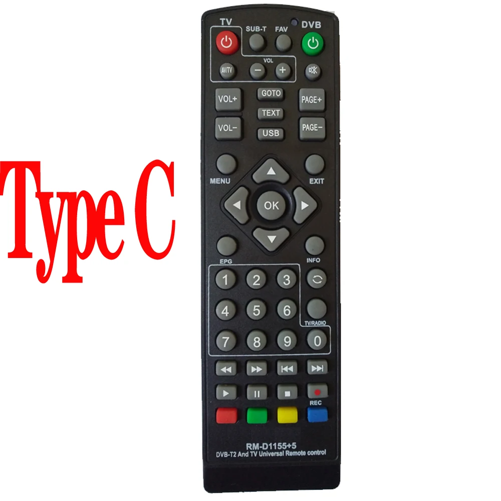 DVB-T2 Digital Tv Box Remote Control Universal Remote Control for Dvb-T2 Tv Box Tv Tuner Rm-D1155+5