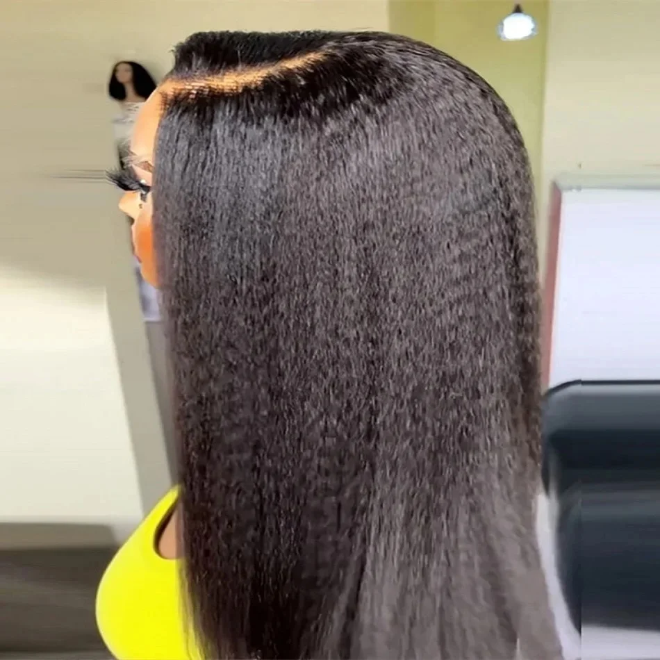 

Прямой парик из натуральных волос Yaki 13x4 HD Lace Front, парик с кружевной передней частью, 100% натуральные волосы, предварительно вычесанный, кудрявый парик из натуральных волос