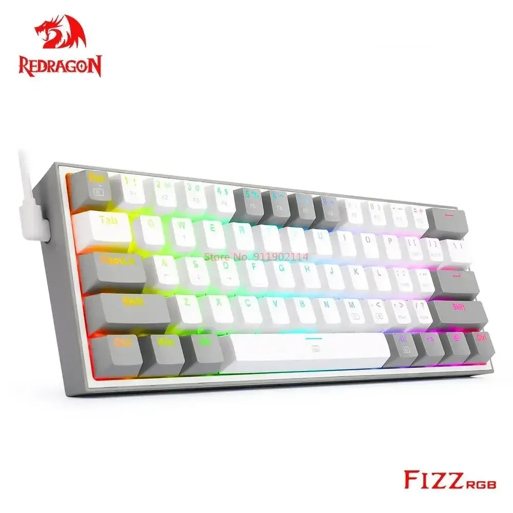 Imagem -04 - Redragon-fizz K617 Rgb Usb Teclado Mecânico Gaming Interruptor Vermelho 61 Teclas para Computador Correspondência de Cores pc Cabo Destacável