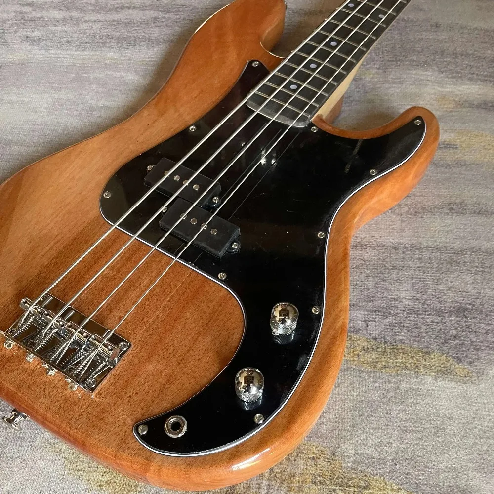 Brown Natural Solid Wood P Bass Guitar Two Split Humbucker Pickups Classic Precision Shape For Jazz Funk Band Free Shipping view 5