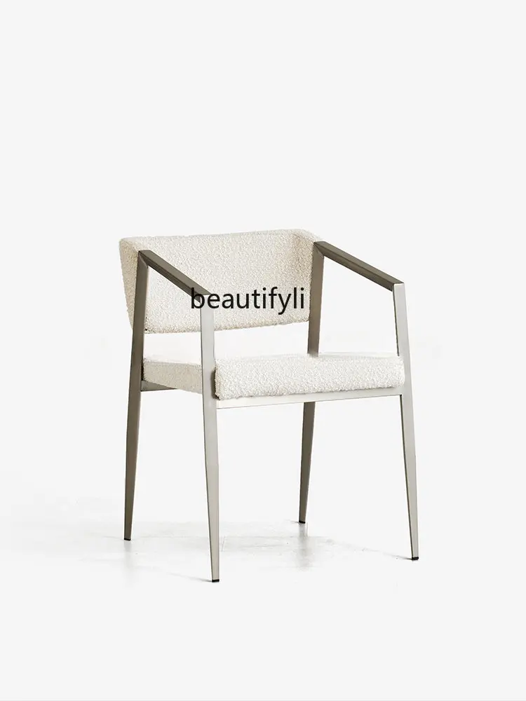 

Dining Chair/Italian Minimalist Home Living Room Small Apartment Seat Lambswool Dining Room Chair