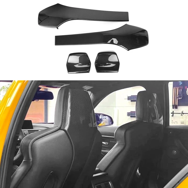 TOP 100% Dry Carbon Fiber Seat Back Cover Interior Trims for M3 F80 M4 F82 F83 Convertible Sedan 2014-2019