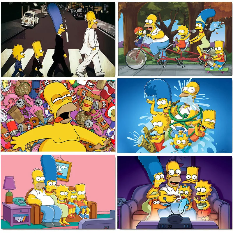 Classic Cartoon the Simpson Modern Canvas Painting Posters and Prints Wall Art Cute Picture for Living Room Kids Room Home Decor