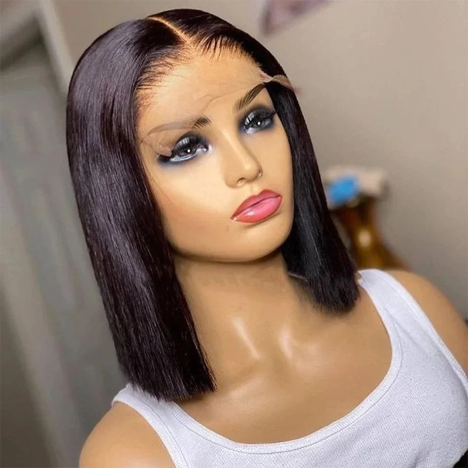 Straight 4*4 Lace Closure Wig 180% Density Brazilian Remy Human Hair Wigs For Black Women Pre Plucked  13*5*2 T Part Lace Wig