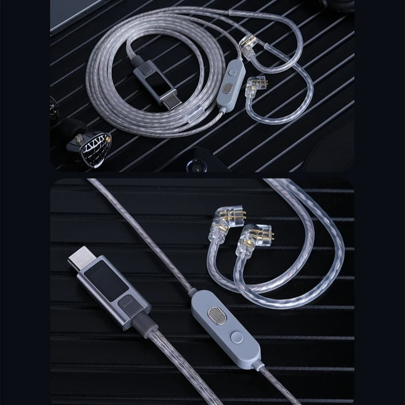 KZ Earphone Upgrade Cable M2 Silver Plated Dual Mic Type C Built In Dac Chip Ultra Hd Microphone Eq Adjustable Audio Recording