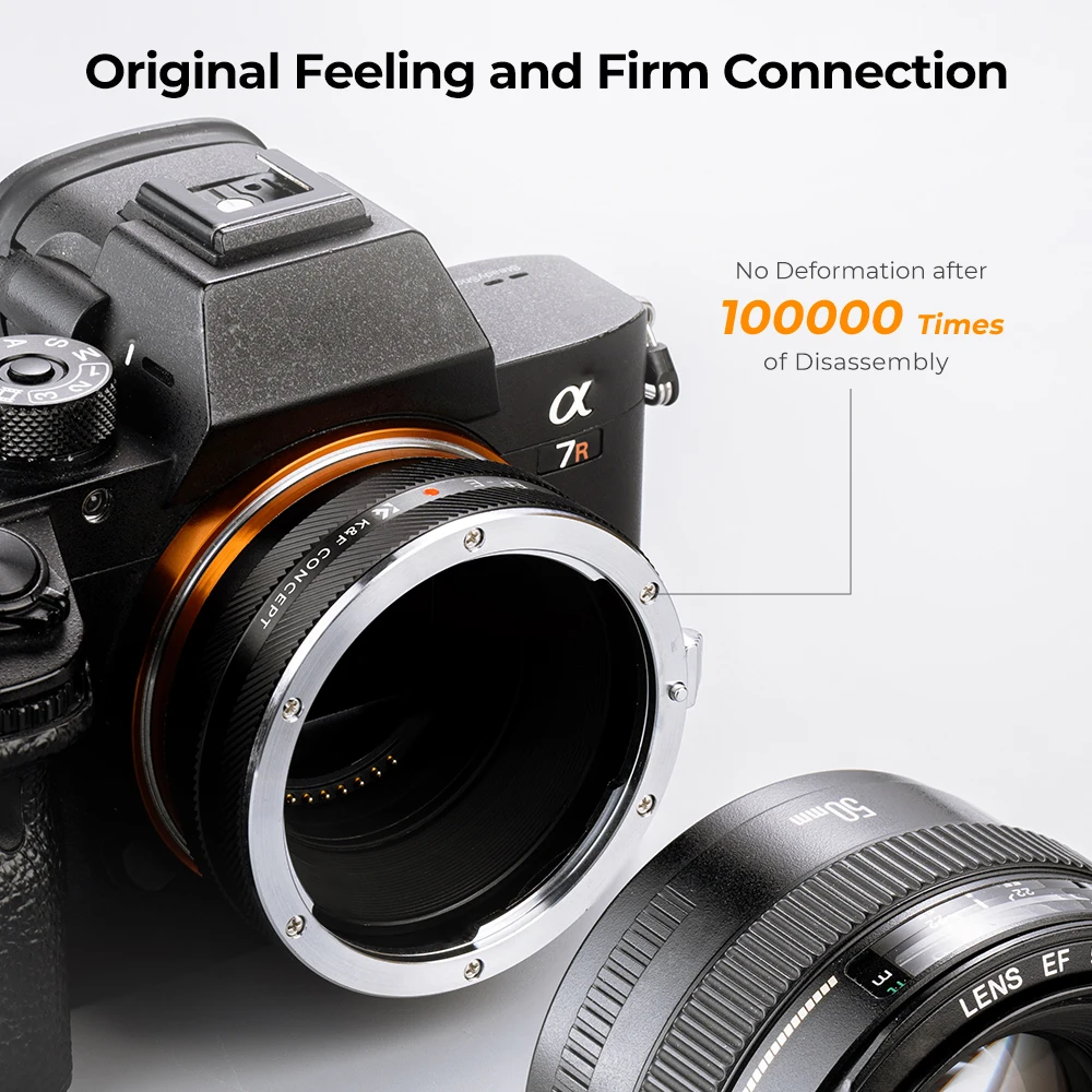 K&F Concept EF to E PRO Mount Lens Adapter Ring for Canon EOS EF Mount Lens to Sony E A6400 A6500 A6600 A7II A7SI NEX-5N Cameras