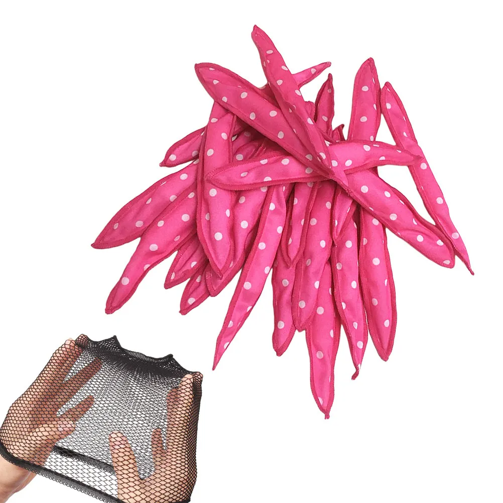 

20 шт. розовых мягких губчатых бигуди для волос, для создания естественных волн, для ночного использования, для женщин и девушек