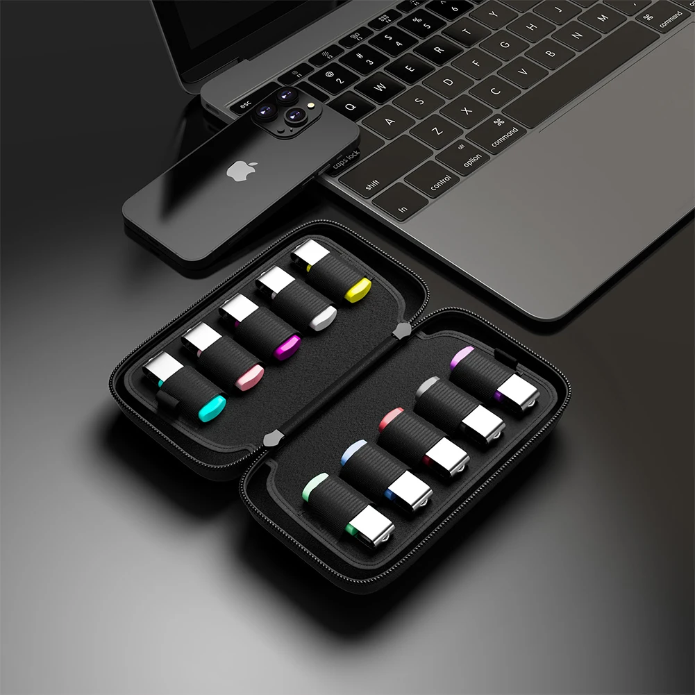 Estuche rígido con soporte USB a prueba de golpes, bolsa de almacenamiento para unidad Flash USB, caja de almacenamiento, organizador de accesorios electrónicos para bolígrafo con unidad Flash USB