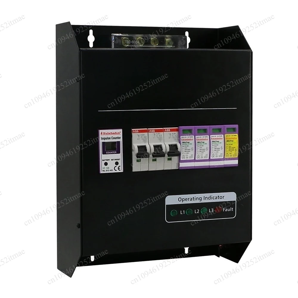 Class II Type 2 Surge Protector, 3P 3+1 275V Lightning Protection Box with Counter & MCB