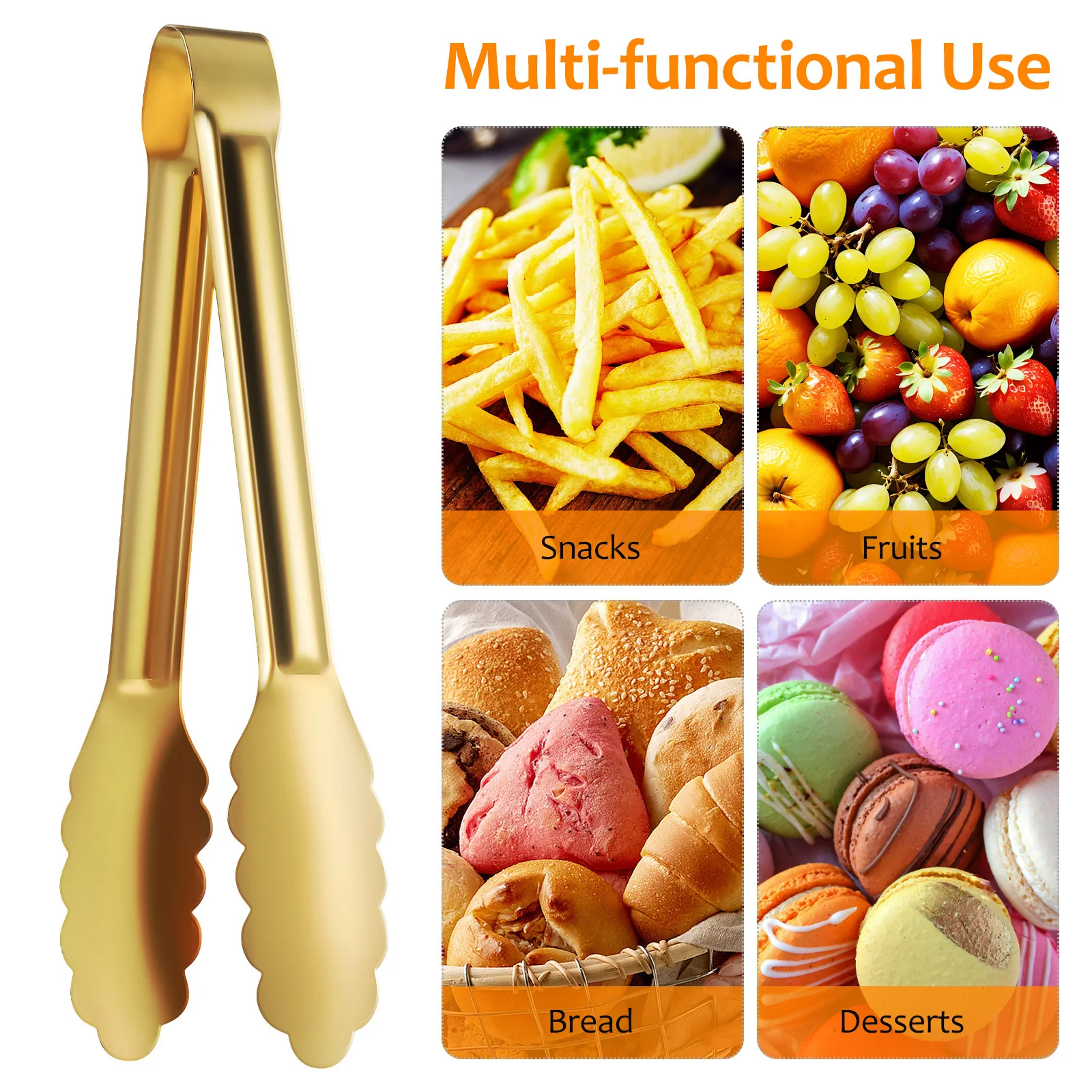 

4Pcs Stainless Steel Plum Blossom Food Tongs Kitchen Serving Tongs Buffet Grill Cooking Barbecue Steak Salad Utensils