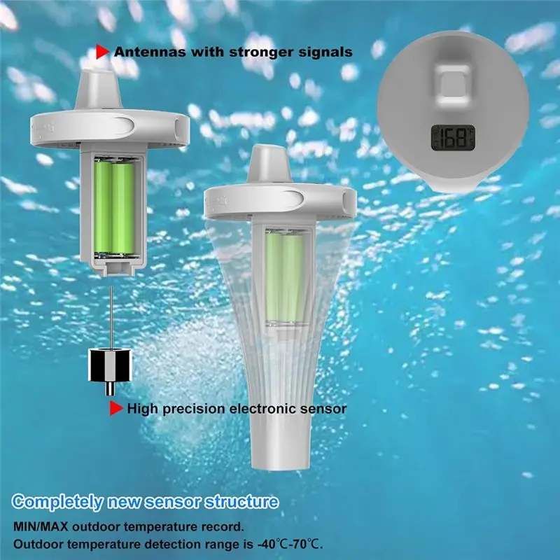 -[Cilae-17R] Pool Thermometer With Temperature Sensor For Pool Fish Tank Bathtub Water Temperature Gauge Temperature Monitor