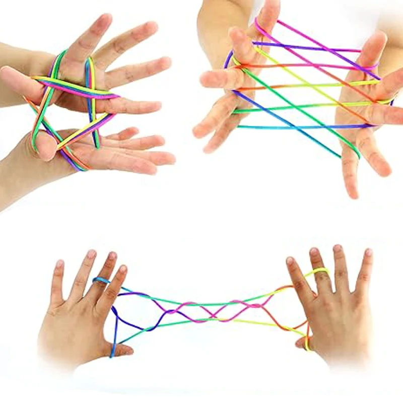 3PCS Rainbow Rope Finger Games For Kids Toddler Threading Toy Juguetes Niñas XXX De 3 6 8 12 15 Años Kinder Spiele