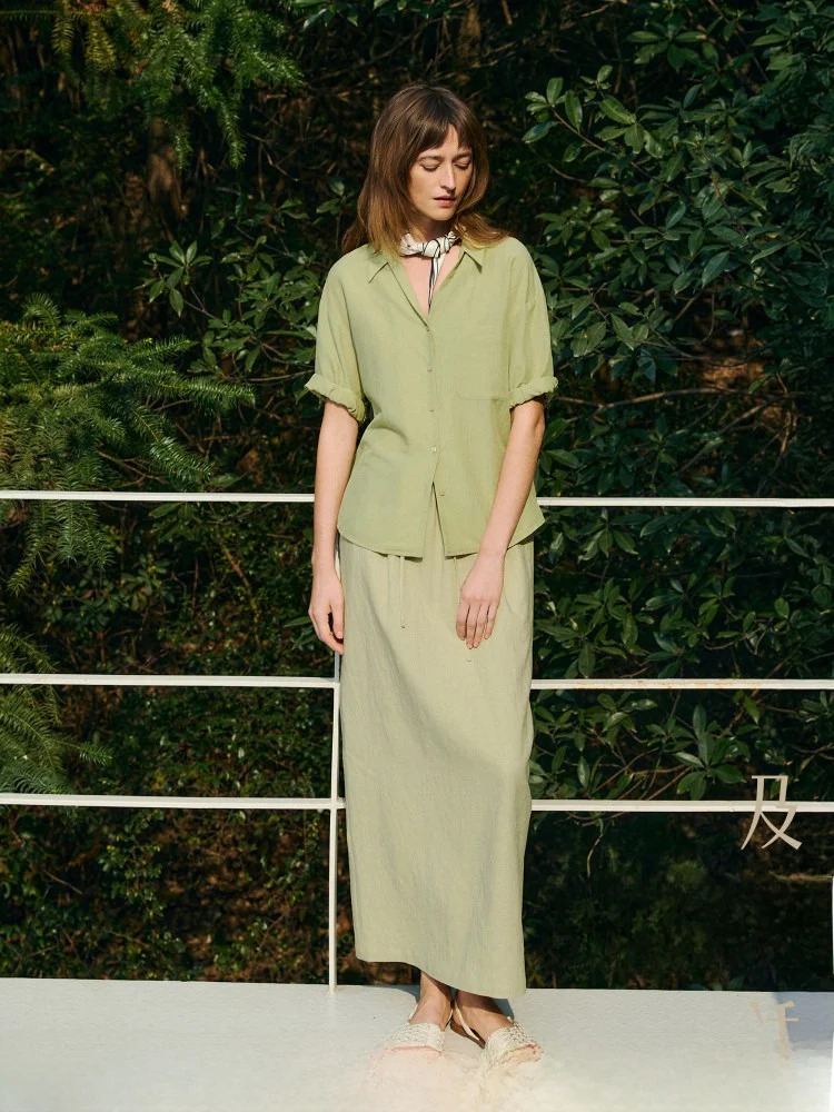 

Teasel Vintage Sle Loose Fit ort Sve irt Cuban Collar oulder Padded Comfortable Breathable Women's Faion