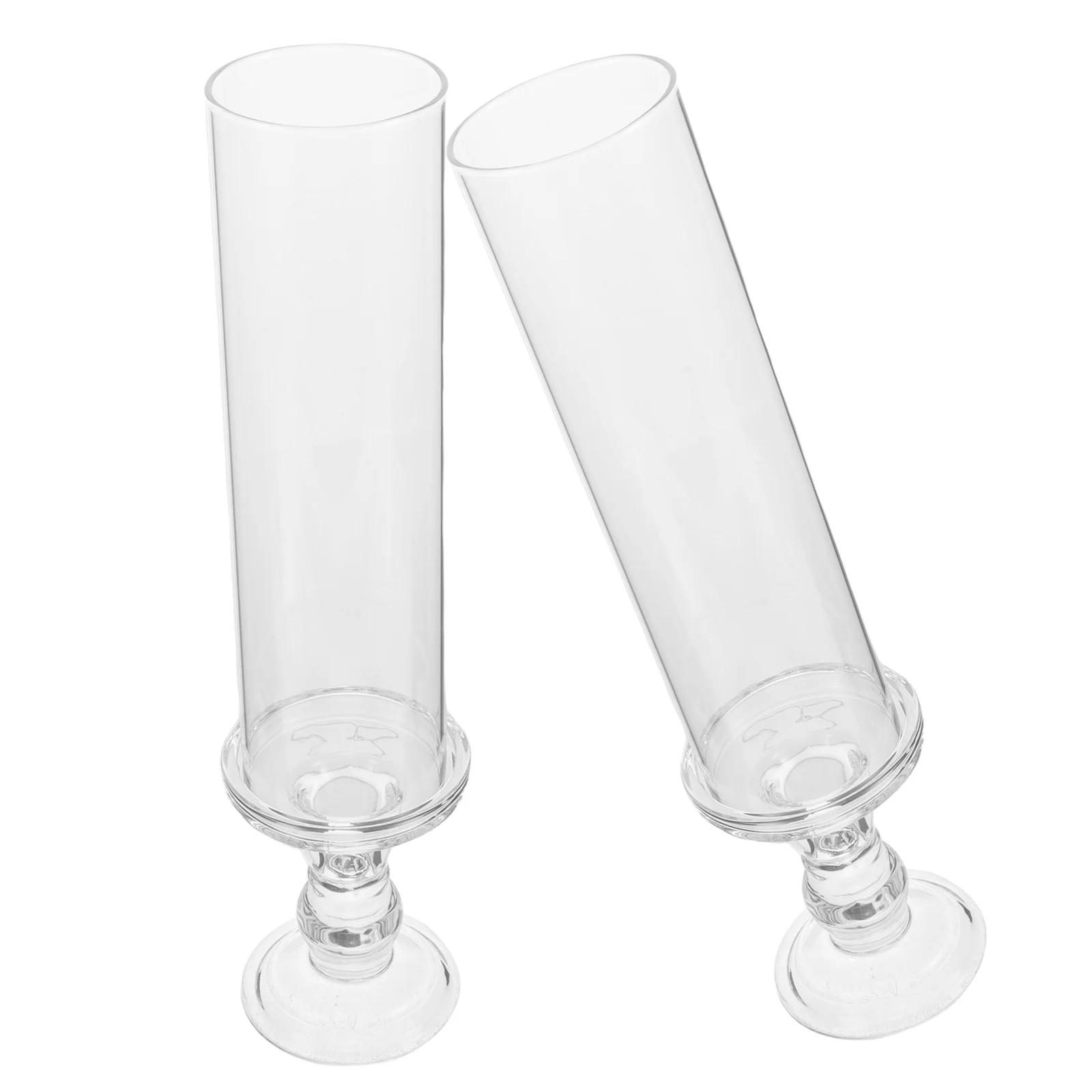 

2Sets Clear Glass Candlestick Holders European Design Stable Base Windproof Protection Table Centerpieces Home Decor