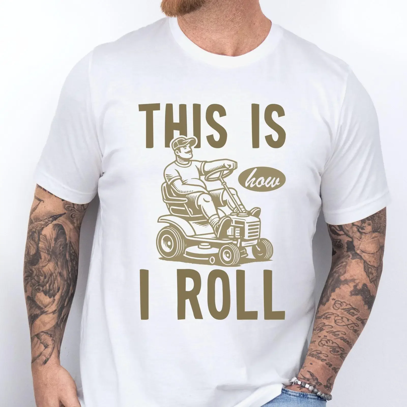 So mähe ich Rasen – Lustiges Rasenmäher-T-Shirt für Papa, Gärtner, Vatertag, Humor, Gras, Freizeit-Oberteil, Vintage, gewaschene Mode