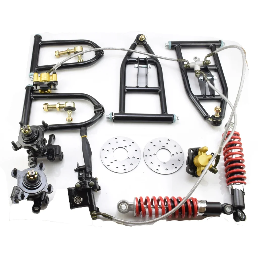 Swing 340mm Suspension Large A Arm Upper/Lower Steering Knuckle Spindle Disc 4 STUD Wheel Hub 250mm Shock Fit Buggy ATV GO Karts