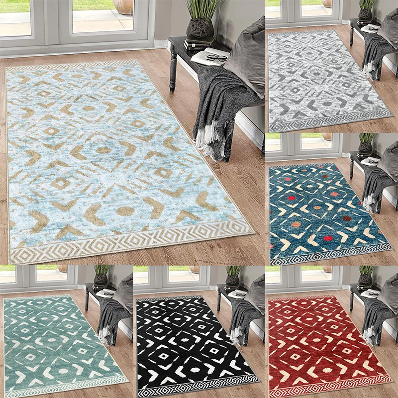 Bohemian Geometric Pattern Area Rug Multicolor Tribal Art Designs Soft Non Slip Carpet for Living Room Bedroom Decor