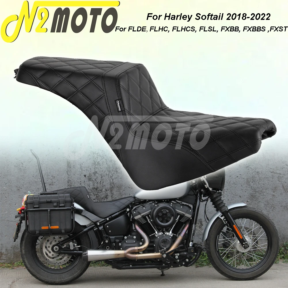 Two Up Cushion For Harley Softail Street Bob FXBB FXBBS Slim FLSL Standard FXST 2018-22 Motorcycle Driver 2-Up Gel Pad Rear Seat