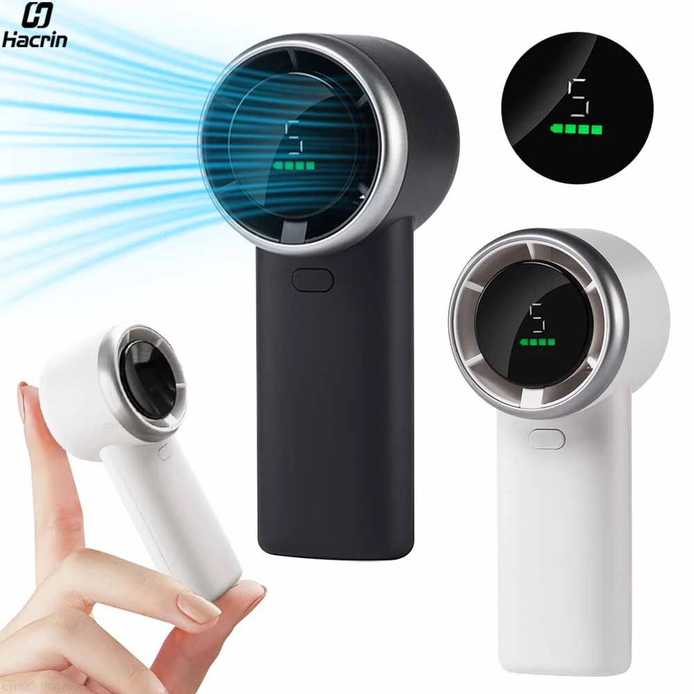 Handheld-Turbo-Ventilator, tragbarer Mini-Handventilator, 3600 mAh, wiederaufladbar, persönlicher kleiner Taschenventilator, tragbarer USB-Ventilator mit Digitalanzeige