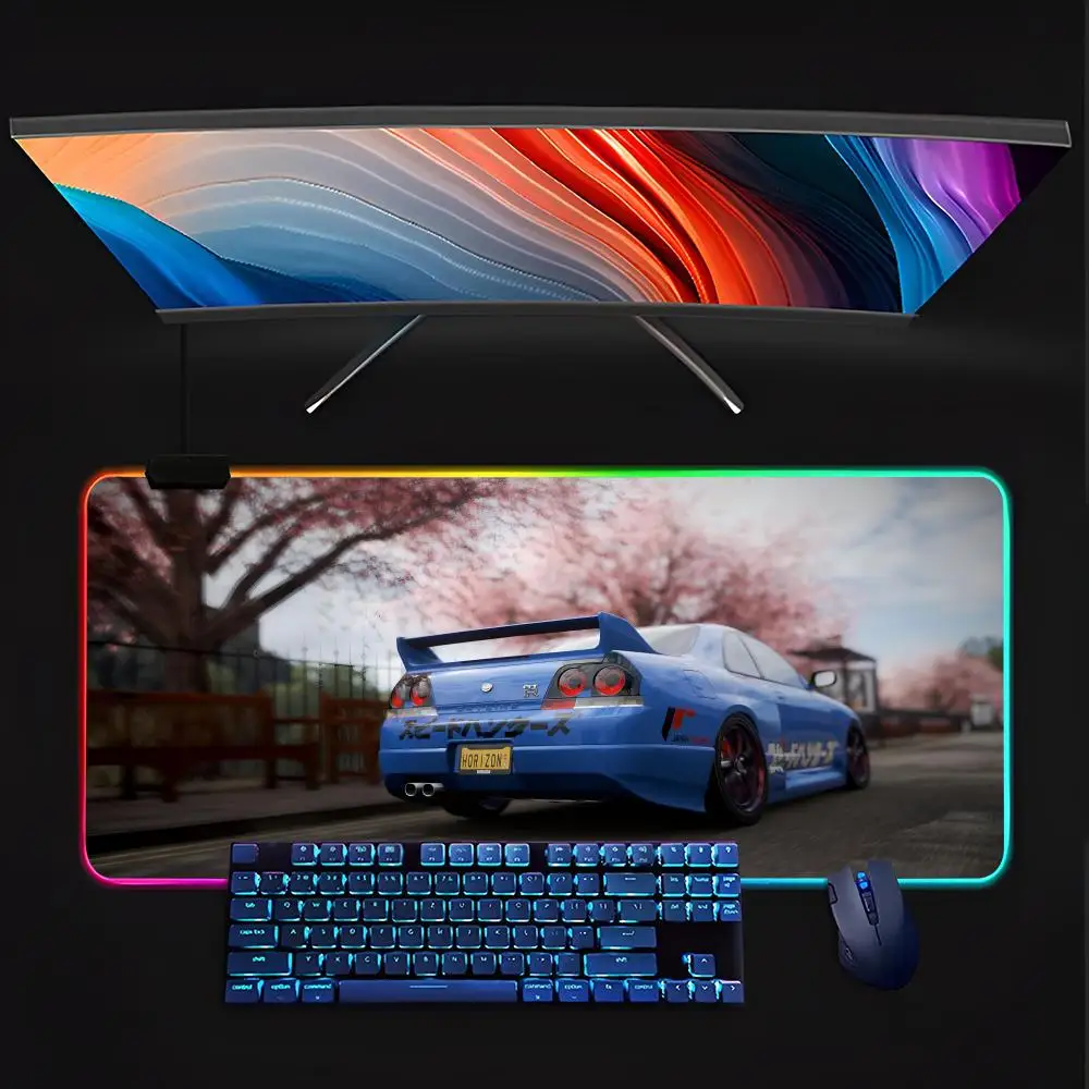 

Nissan Skyline Mouse Pad Keyboard LED RGB Pc Gamer Glowing Rubber mause pad Cute Cartoon Gaming Computer Boys Girls Friends Hol