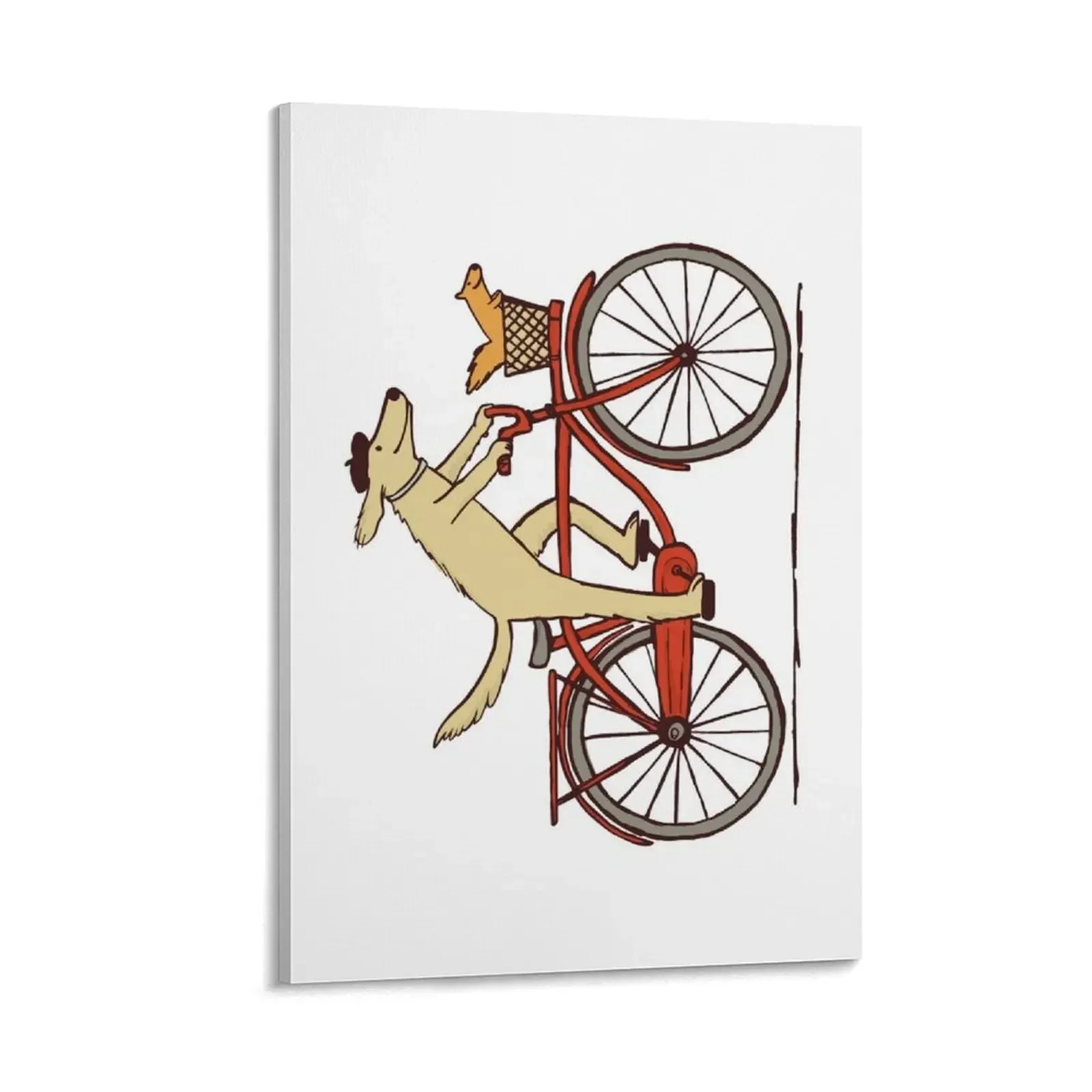

Dog and Squirrel are Friends Whimsical Animal Art Dog Riding a Bicycle Canvas Painting interior paintings Paintings on the wall