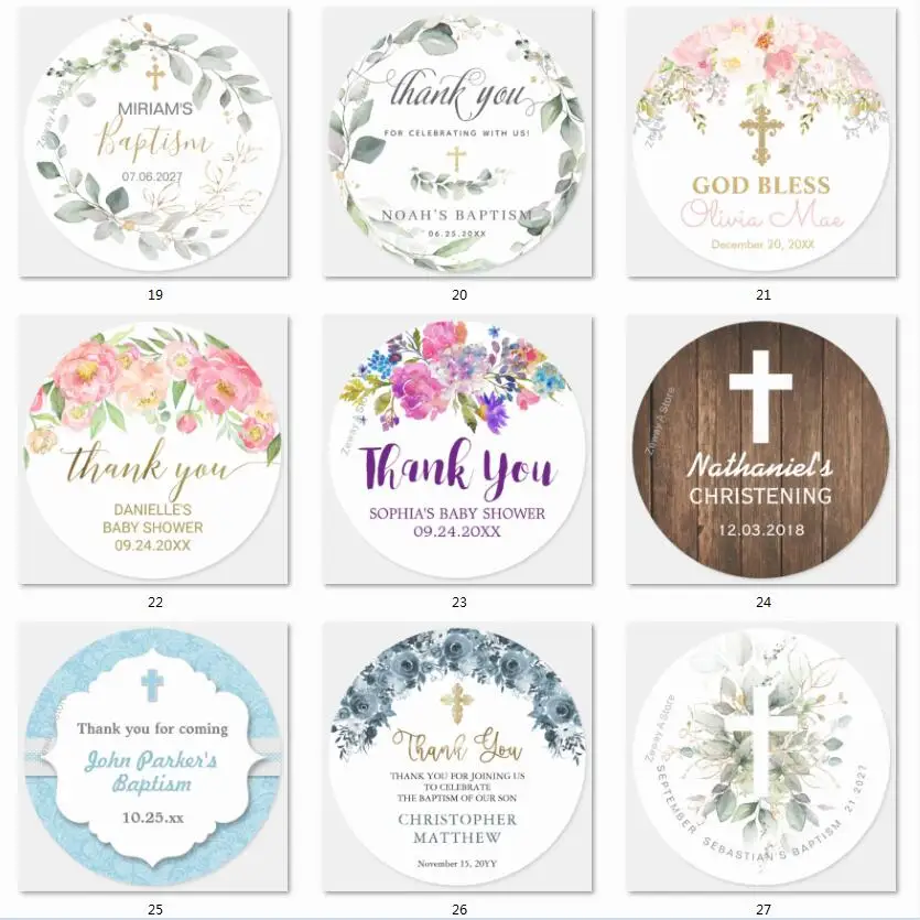 Christening Baptism Stickers Custom Girl Or Boy Stickers 3 4 5 6 7 8 cm Personalized Christening Baptism Favor Labels