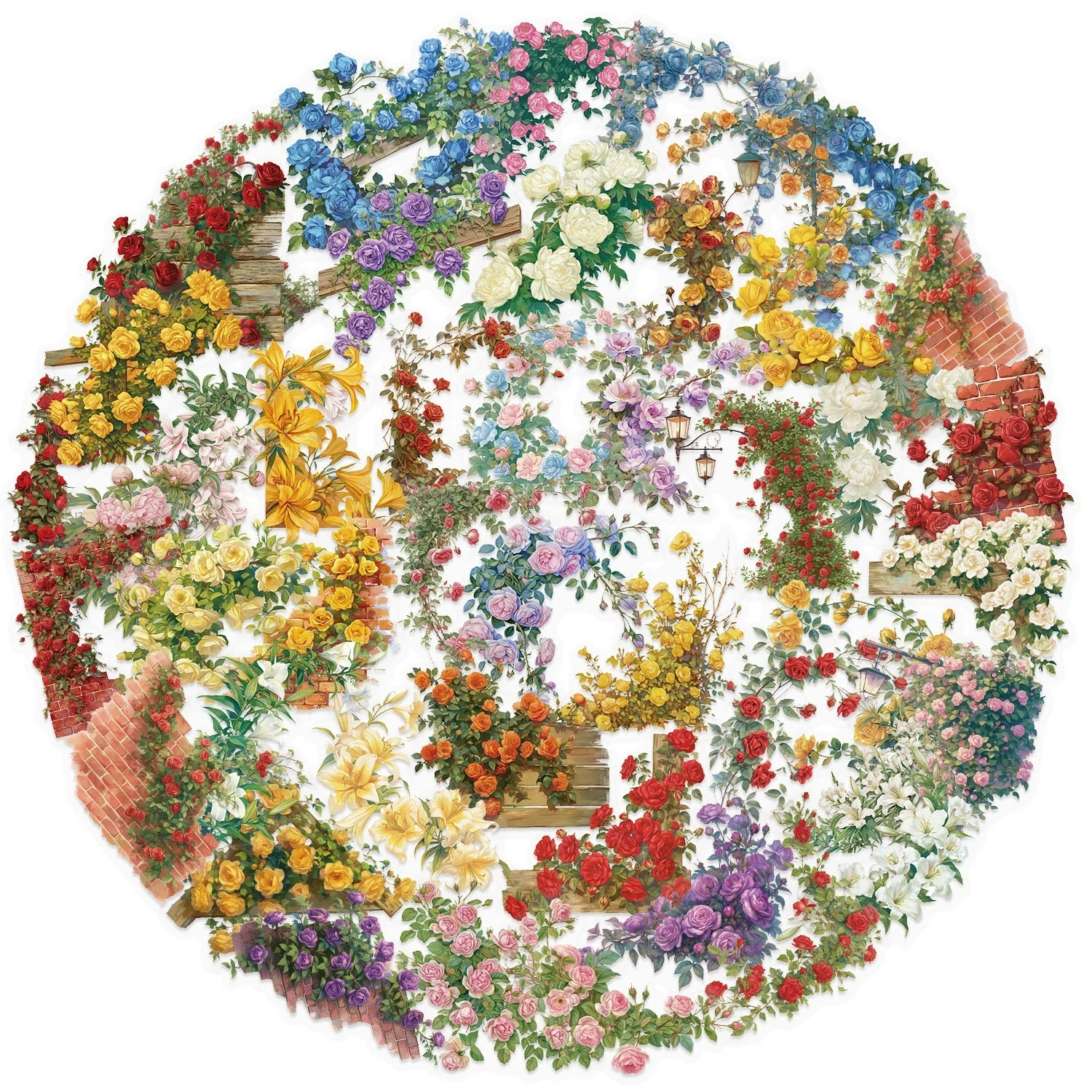 

50/100PCS Retro Flower Cartoon Stickers Transparent PET Creative Stickers Waterproof Decor Stationery Water Bottles