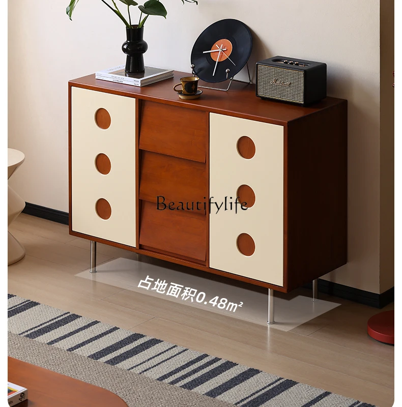 

Solid wood dining side cabinet retro guest restaurant storage multi-functional locker