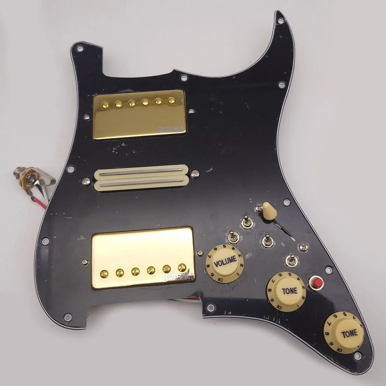 

Prewired Loaded Pickguard W/ Coil Splitting HSH Ainico 5 Humbucker Pickup Set for ST Electric Guitars Replacement Parts Black