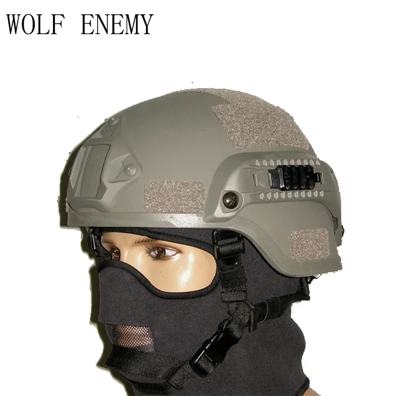 

Mich 2000 Hunting Tactical Combat Helmet w/ NVG Mount & Side Rail For Airsoft Paintball Field game Movie Prop Cosplay