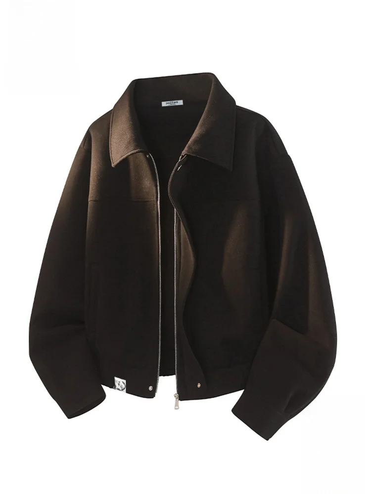 

PaulFrank Loose Fit Men's Sweatirt Jaet Heavyweight Casual Sportswear Pure Color Baseball Sle Autumn Outerwear