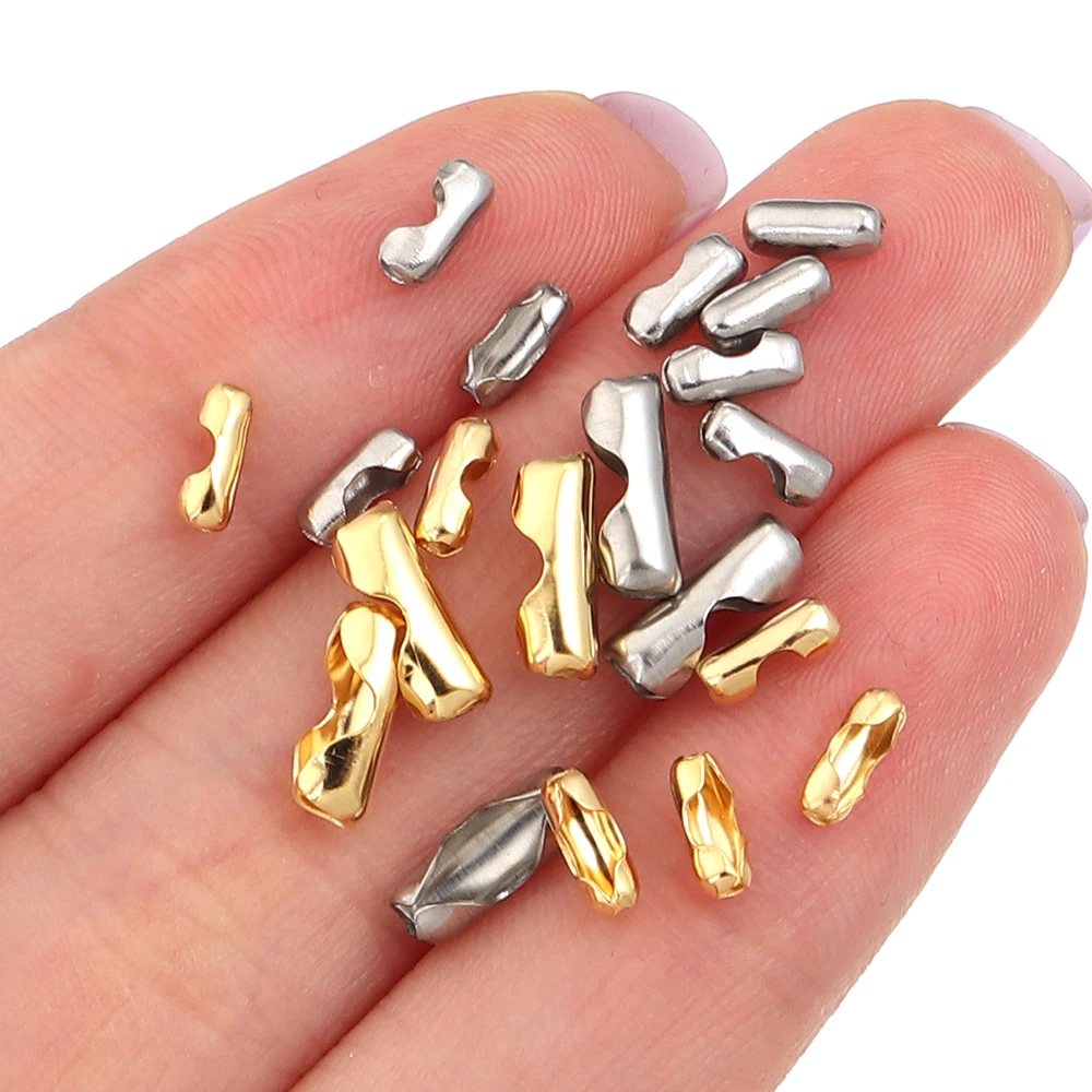 40-100pcs/lot 1.5/2.4mm Stainless Steel Ball Chain Connectors Clasps Hook For Jewelry Making DIY Necklace Bracelet Accessories