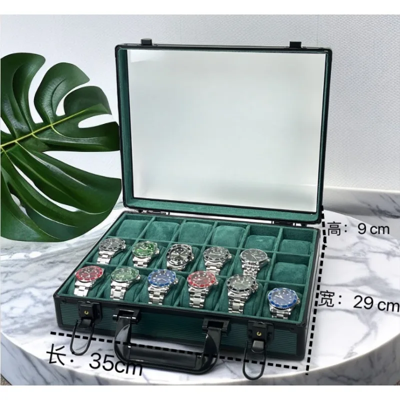 18 Slot Watch Display Case Portable Dustproof Shockproof Showcase Window Live Streaming Organizer watch case box