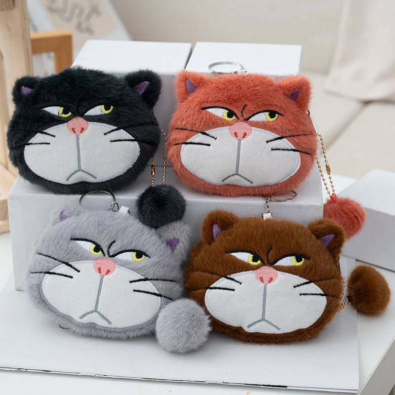 Cute Cartoon Cat Plush Coin Purse Keychain Earphone Storage Bag Backpack Hangings Ornament Gifts