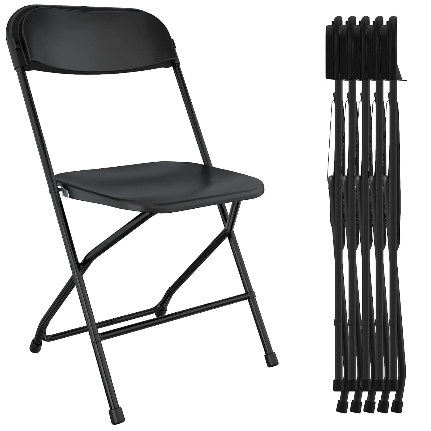 

6 Pack Black Folding Chairs, Foldable Party Chairs, Plastic Folding Chair for Outside, Indoor Outdoor Stackable, Custom