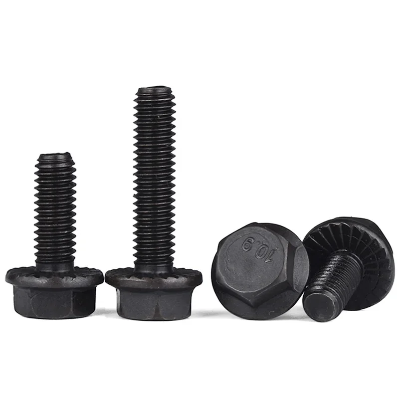Black Grade 10.9 Carbon Steel Outer Hexagon Head Flange Cap Screws Hexagon Flange Bolt M5 M6 M8 M10 M12 M14 M16