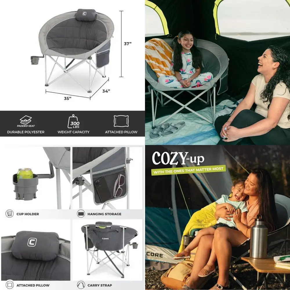 

Extra-Large Papasan Chair with Cup Holder and Storage - Ideal for Indoor, Outdoor, Camping, and Travel