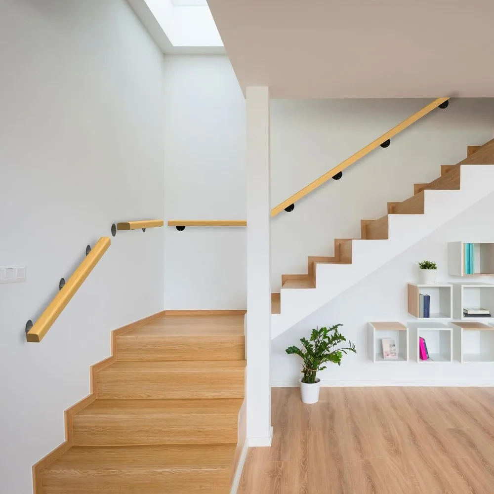 درابزين الدرج الخشبي - طول 4 أقدام، حامل جداري داخلي/خارجي، غير قابل للانزلاق، دعم متين لسلالم #4